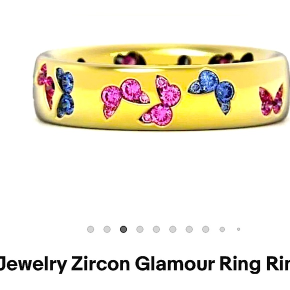zircon butterfly gold tone ring new size 8 rainbow colors - Picture 2 of 2